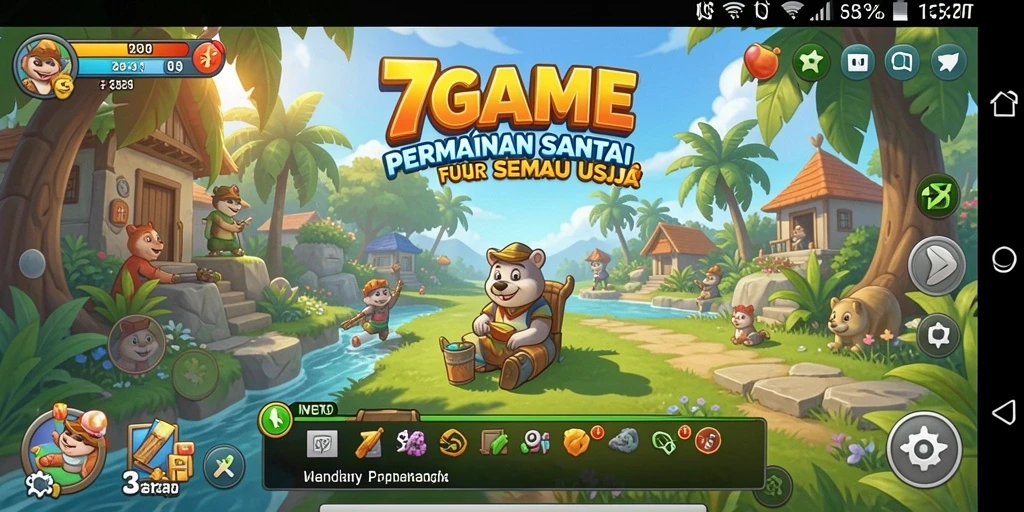 Tangkapan layar gameplay 7GAME yang penuh warna dan menyenangkan.