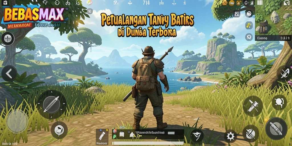Screenshot gameplay BEBASMAX menunjukkan dunia terbuka yang luas dan memikat.