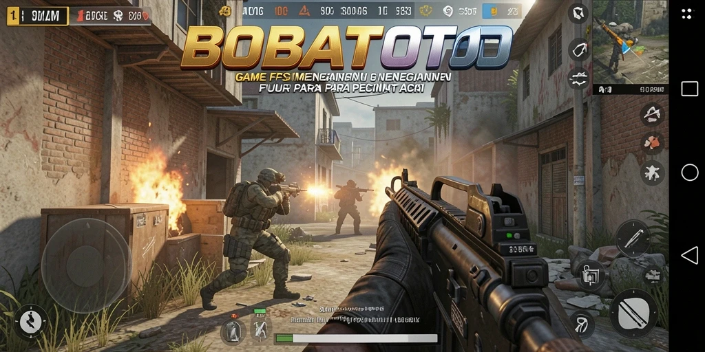 Screenshot utama BOBATOTO menampilkan momen aksi mendebarkan di medan perang.
