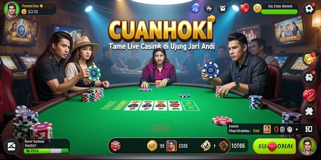 Tampilan gameplay langsung CUANHOKI yang memikat dengan dealer interaktif.