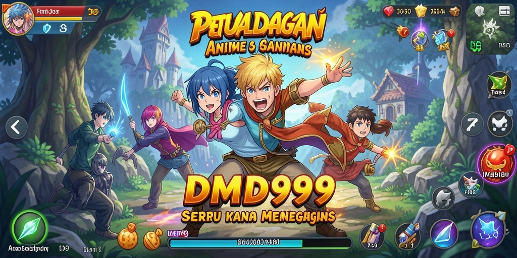 Tangkapan layar DMD999 menunjukkan pertempuran yang intens dengan karakter anime yang menarik.