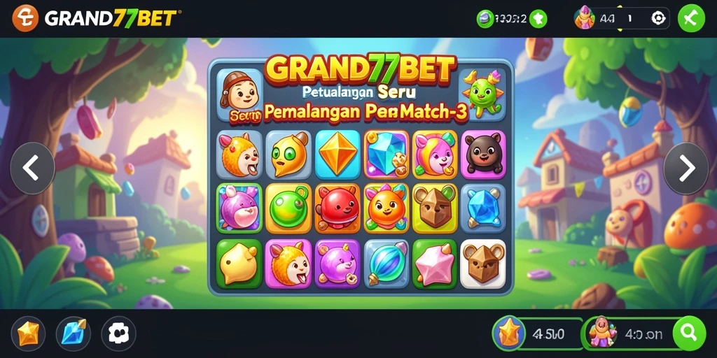 Tampilan gameplay seru dari GRAND77BET, penuh dengan tantangan Match-3.