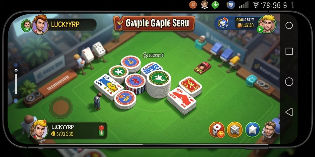 Screenshot utama LUCKYRP menampilkan antarmuka permainan Gaple yang menarik.