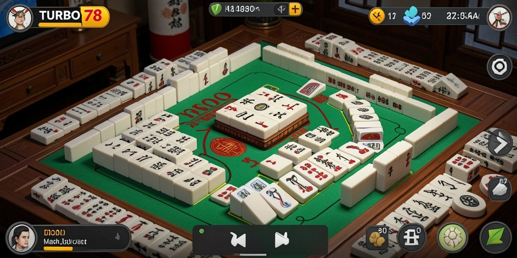 Screenshot TURBO78 menampilkan gameplay Mahjong yang menarik dan seru.