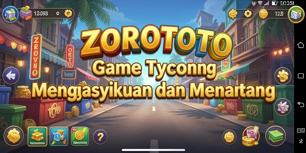 Screenshot gameplay ZOROTOTO menampilkan pengelolaan bisnis Tycoon yang seru.